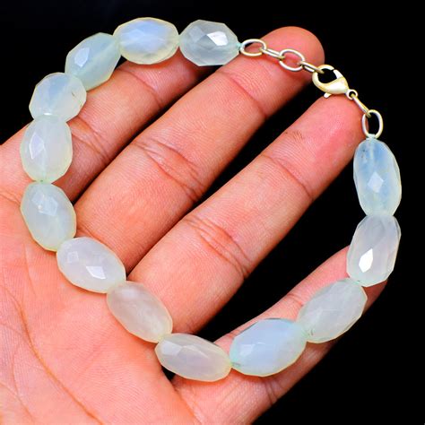 Faceted Chalcedony Beads Bracelet