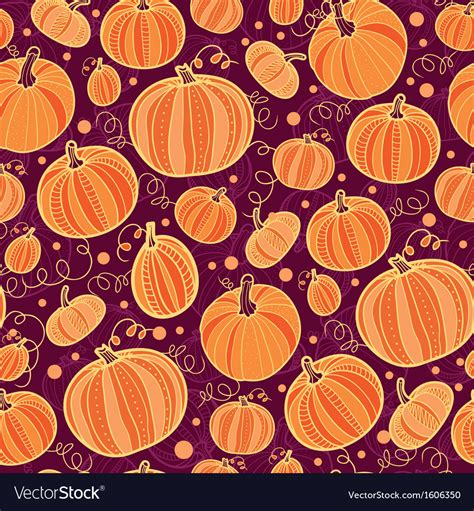 Thanksgiving Pumpkins Seamless Pattern Background Vector Image