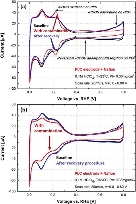 Partial Cv Scans Of Pt C Catalyst Electrode In The Presence Of Acetic