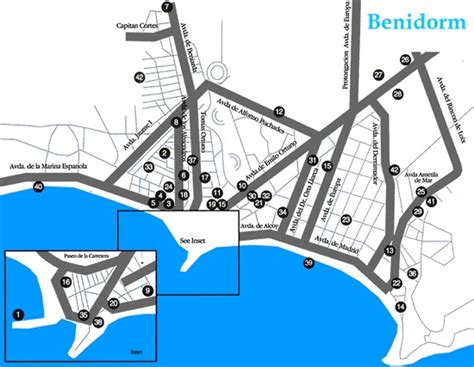 Map of Benidorm map for planning your holiday in Benidorm, Benidorm spain