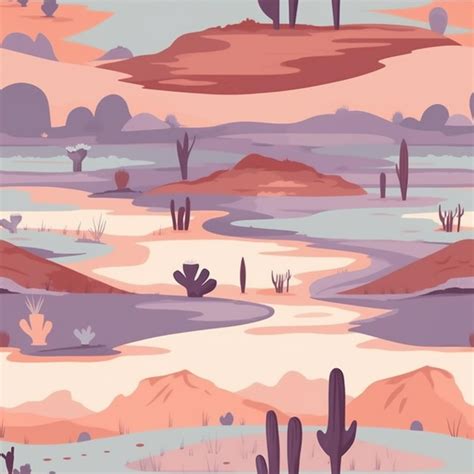 Una Escena Del Desierto De Dibujos Animados Con Rboles De Cactus Y Ai