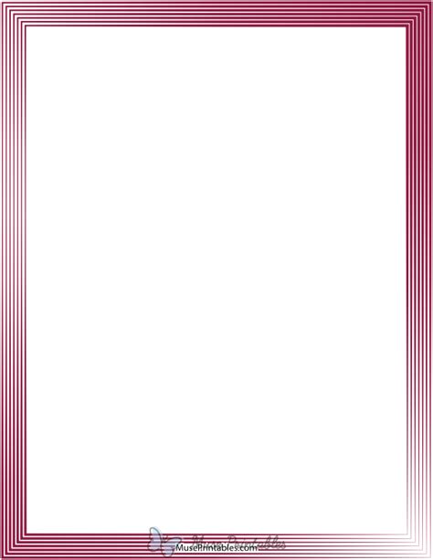 Printable Burgundy Concentric Gradient Line Page Border