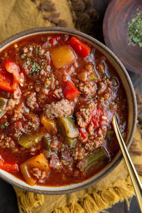 Crock Pot Stuffed Pepper Soup The Roasted Root