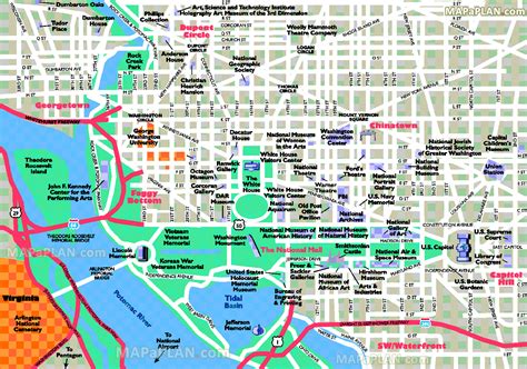 Washington Dc Online Map Simple Overview And Outline Directions To Fun