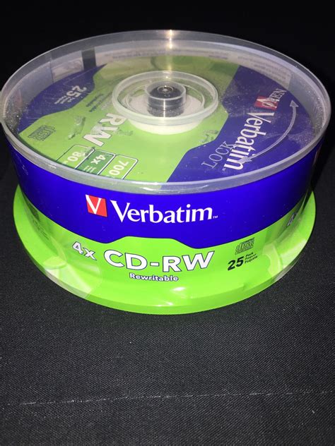 25 Verbatim Cd Rw 700mb 4x 80min Rewritable Disc Etsy