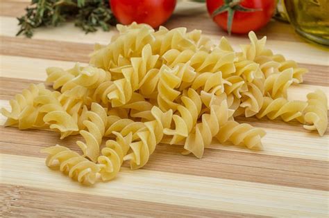 Premium Photo Raw Fusilli Pasta