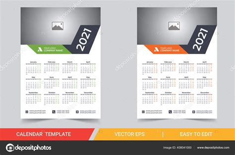 Print Ready Wall Calendar 2021 Desk Calendar 2021 Design Calendar Stock