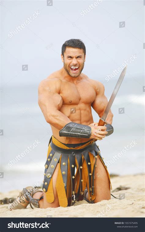 Strong Man Naked Torso Historical Armor 스톡 사진 1551575495 Shutterstock