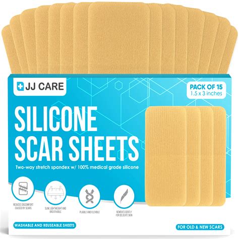 JJ CARE Silicone Sheets For Scars 3 X1 5 15 Count Medical Grade