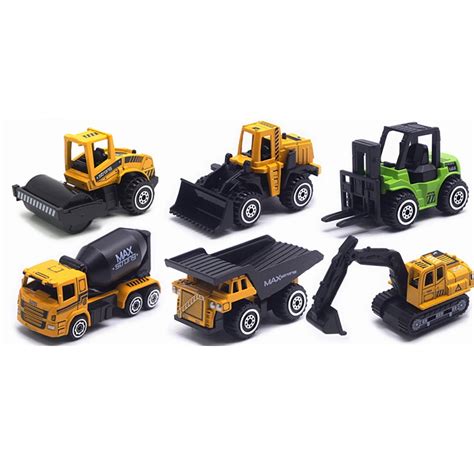 Kizocay 6 Pieces Construction Toys Trucks Set Diecast Metal Engineering ...