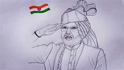 How To Draw Pm Narendra Modi Salute Triranga Step By Step Narendra