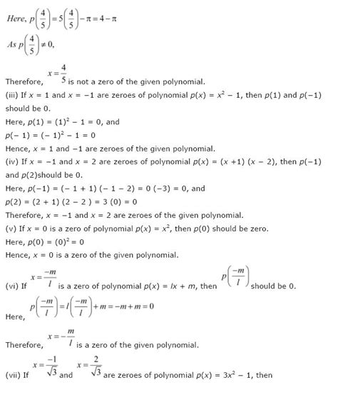 Polynomials Class Mathematics Ncert Solutions