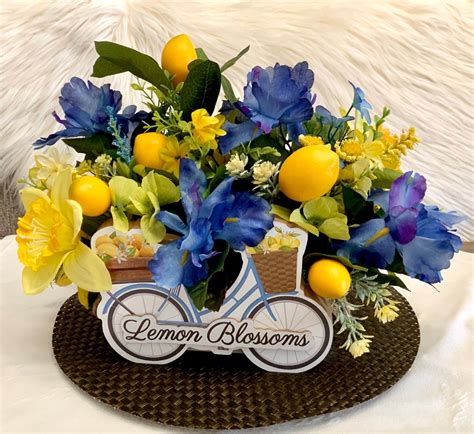 Centerpiece With Lemons Lemon Decor Spring Arrangement Etsy