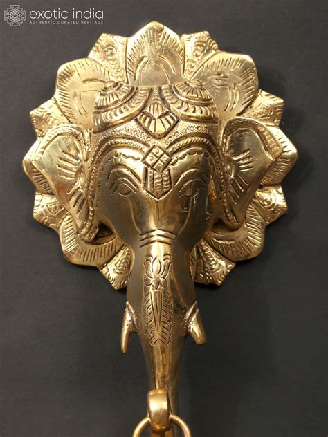 8 Elephant Design Wall Hanging Bell In Brass Exotic India Art