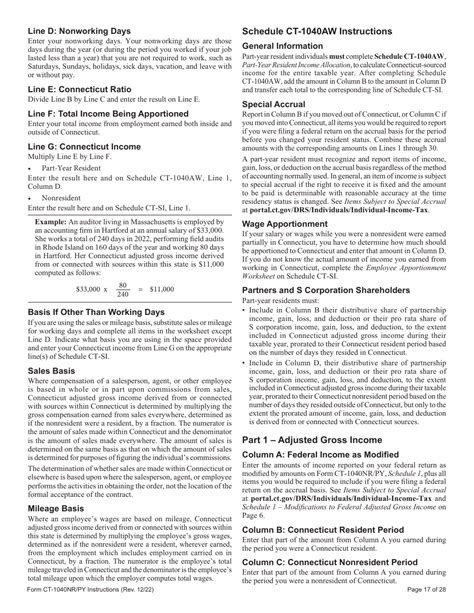 Download Instructions For Form Ct 1040nrpy Connecticut Nonresident And Part Year Resident