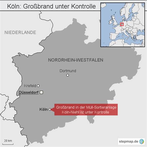 StepMap Köln Großbrand unter Kontrolle Landkarte für Deutschland