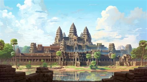 Illustration of the Angkor Wat | Premium AI-generated image