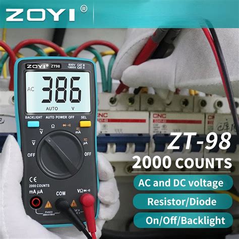 Zoyi Digital Multimeter Counts Backlight Ac Dc Ammeter Voltmeter