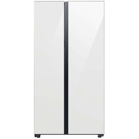 Samsung Bespoke Side By Side Refrigerator 28 Cu Ft With Beverage Center In White Glass