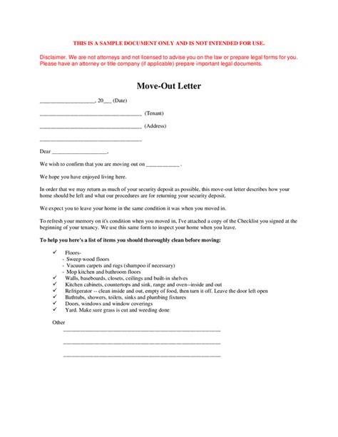 Move Out Letter In Word And Pdf Formats