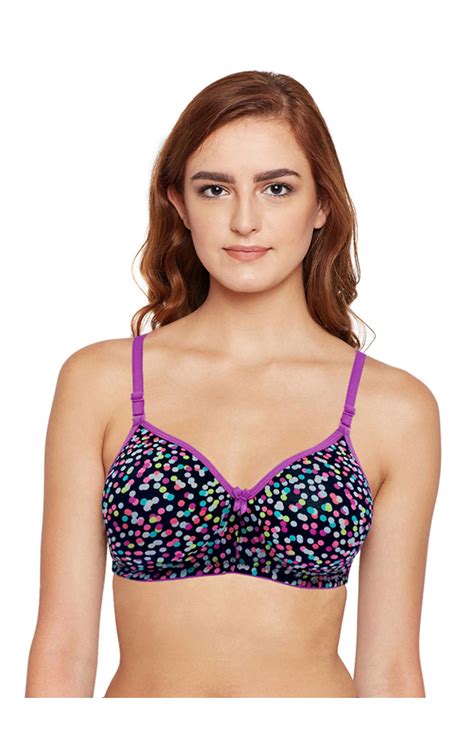 Bodycare Womens Seamless Cotton Printed Padded Bra 6701a Black 6701a