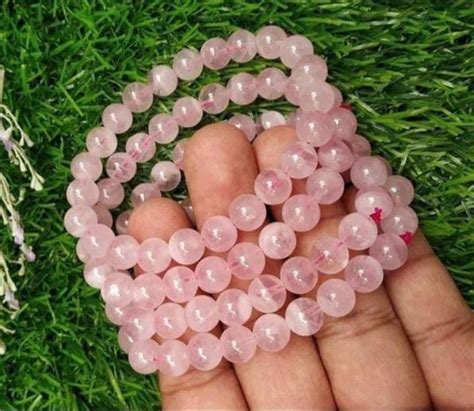 Pink Natural Rose Quartz Bracelet For Healing Size 7 5 Inch At Rs