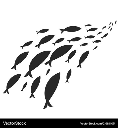 Black Fish Silhouette Swimming In Shoal Royalty Free Vector