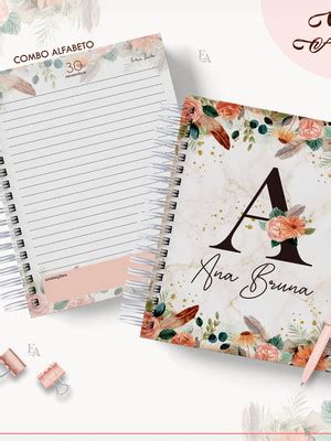 Alfabeto Floral Agenda Arquivo Digital Compre Produtos