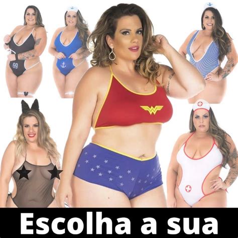 Fantasia Erótica Plus Size Feminina Moda Intima Sexy Lingerie Sensual