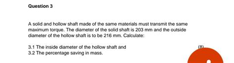 Solved A solid and hollow shaft made of the same materials | Chegg.com