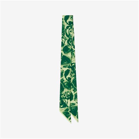 Skinny Rose Silk Scarf In Ivy Burberry® Official