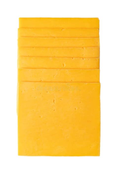 Stack Of Cheddar Cheese Slices Sliced Natural And Orange Colored