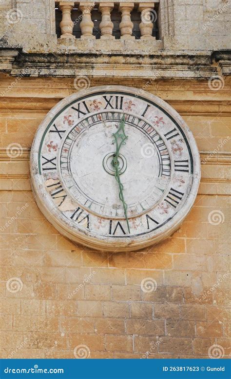 Clock At St Pauls Cathedral In Mdina Stock Image Image Of Cathedral