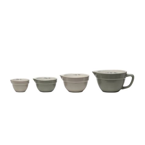 Creative Co Op Stoneware Measuring Cups 613 Inch Multicolored Set