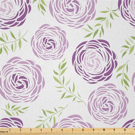 Ambesonne Floral Fabric By The Yard Microfiber Top View Garden