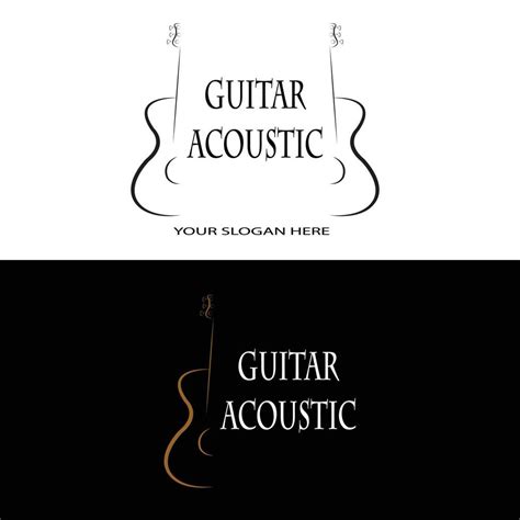 Modern Style Acoustic Guitar Design Logo Vector In Brown And Black