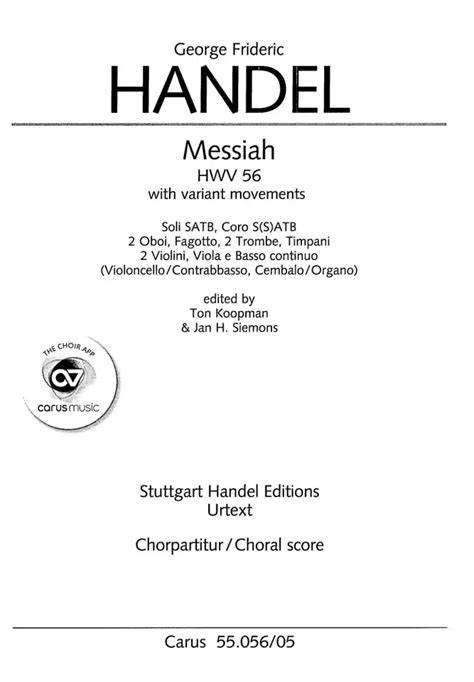 Messiah Messias Hwv Von Georg Friedrich H Ndel Im Stretta Noten