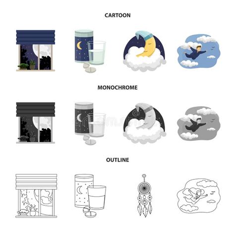 Vector Illustration Of Dreams And Night Symbol Set Of Dreams And