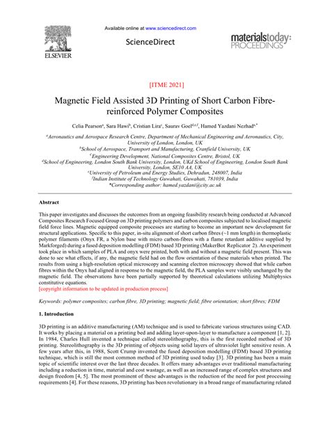 PDF Magnetic Field Assisted 3D Printing Of Short Carbon Fibre