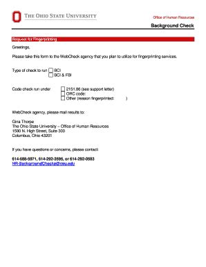 Fillable Online Hr Osu Background Check Office Of Human Resources Hr