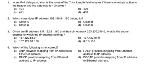 Solved 1 In An Ipv4 Datagram What Is The Value Of The