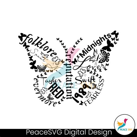 Taylor Swift Album Butterfly Silhouette SVG Clipart » PeaceSVG