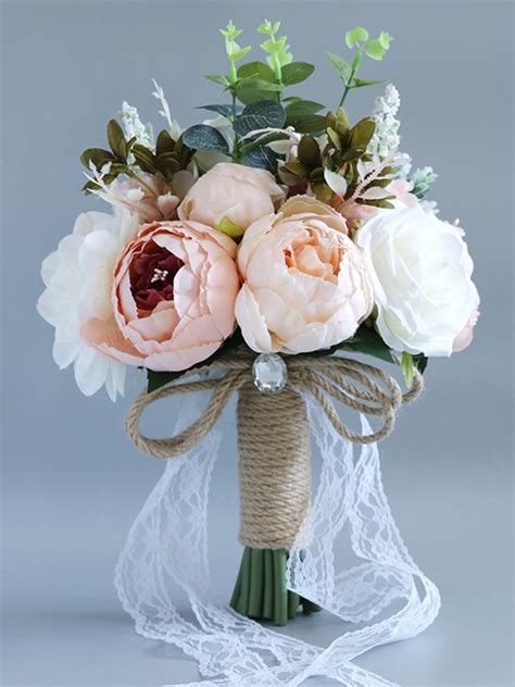 Classic Free Form Silk Flower Bridal Bouquets Hebeos France