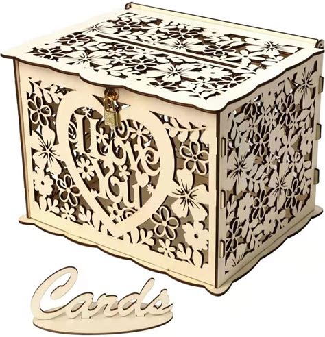 Hachera Boîte en Bois pour Cartes de Mariage Boîte de Carte cadeau en