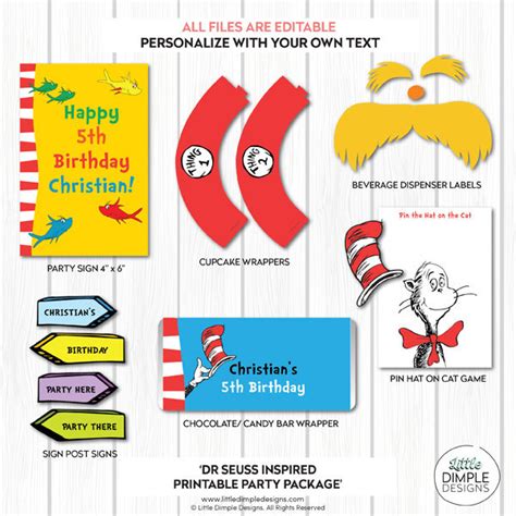 Free Printable Cat In The Hat Cupcake Toppers