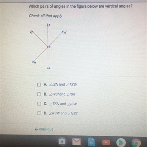 Which Pairs Of Angles In The Figure Below Are Vertical Angles Check