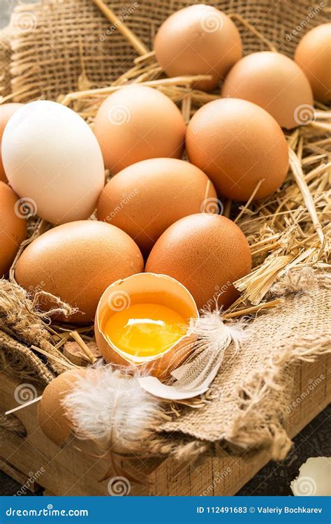 Bunch of Fresh Brown Eggs in a Wooden Crate. Stock Image - Image of ...