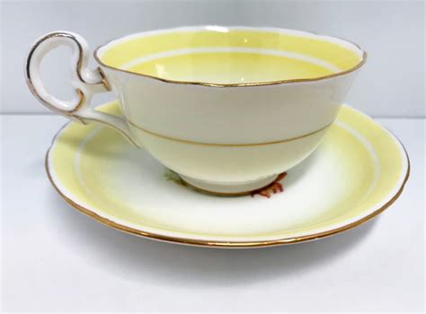 Yellow Royal Grafton Teacup And Saucer Floral Teacups Etsy