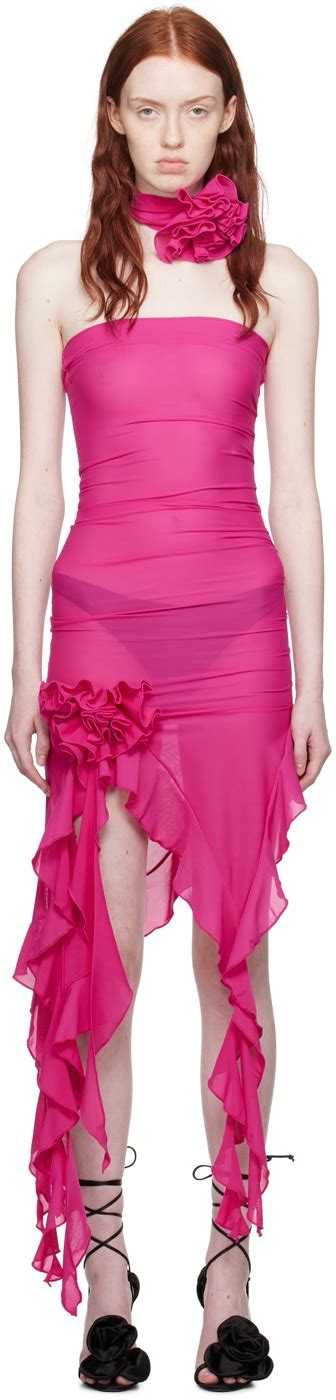 Fancì Club The Crime Midi Dress Hot Pink Editorialist