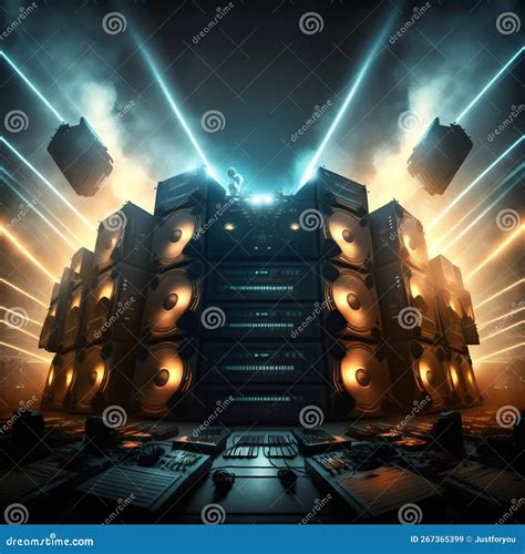 Big Sound System On Concert Stage Generative Ai Stock Illustration